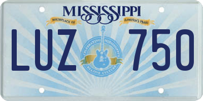 MS license plate LUZ750