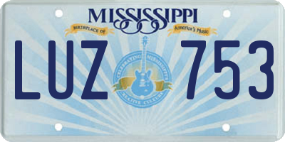 MS license plate LUZ753