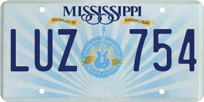 MS license plate LUZ754