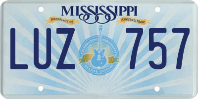 MS license plate LUZ757