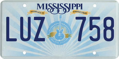 MS license plate LUZ758