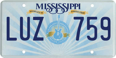 MS license plate LUZ759