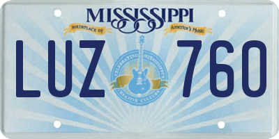 MS license plate LUZ760