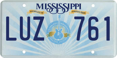 MS license plate LUZ761