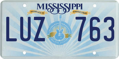 MS license plate LUZ763