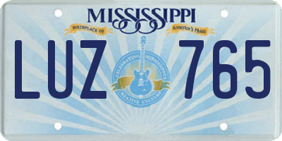 MS license plate LUZ765