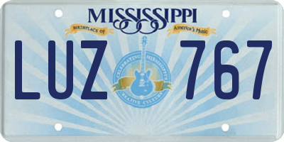 MS license plate LUZ767