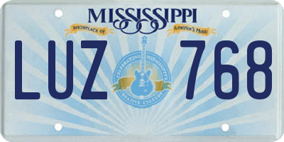 MS license plate LUZ768