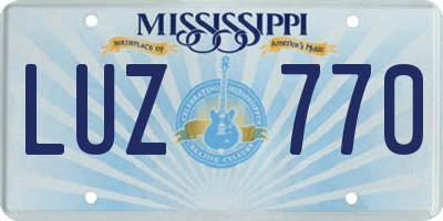 MS license plate LUZ770