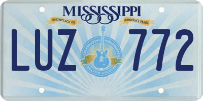 MS license plate LUZ772