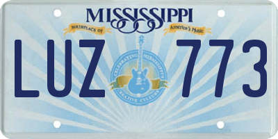 MS license plate LUZ773