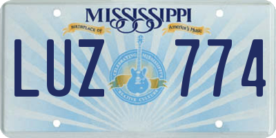 MS license plate LUZ774