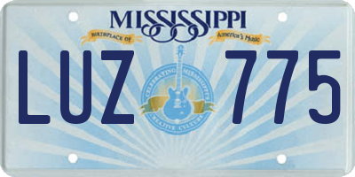 MS license plate LUZ775