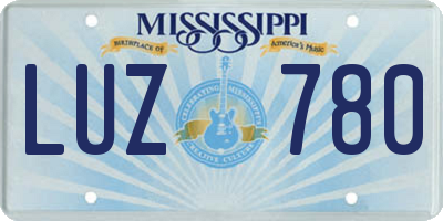 MS license plate LUZ780