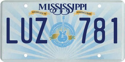 MS license plate LUZ781