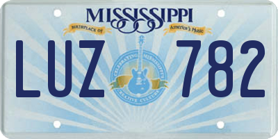 MS license plate LUZ782