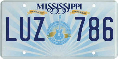 MS license plate LUZ786