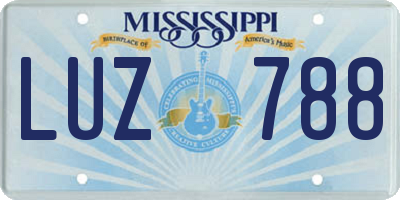 MS license plate LUZ788