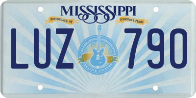 MS license plate LUZ790