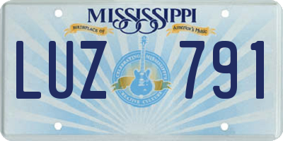 MS license plate LUZ791
