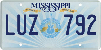 MS license plate LUZ792
