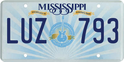 MS license plate LUZ793