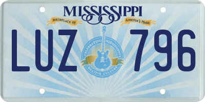 MS license plate LUZ796