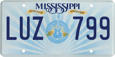 MS license plate LUZ799