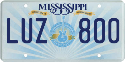 MS license plate LUZ800