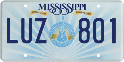 MS license plate LUZ801