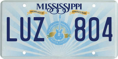 MS license plate LUZ804