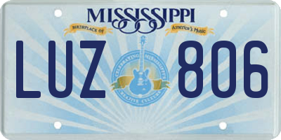 MS license plate LUZ806