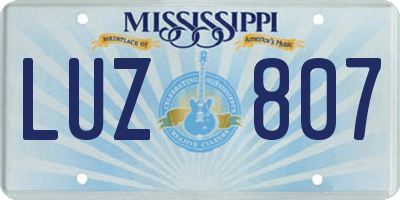 MS license plate LUZ807