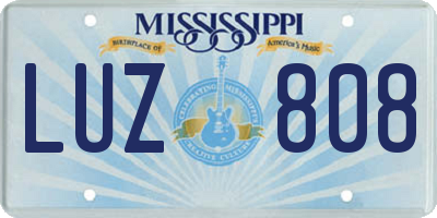 MS license plate LUZ808