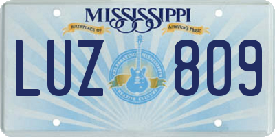 MS license plate LUZ809