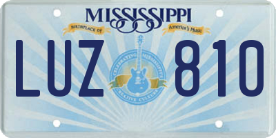 MS license plate LUZ810