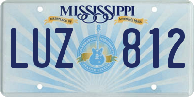 MS license plate LUZ812
