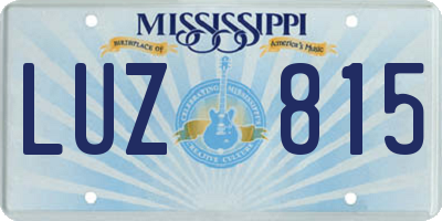MS license plate LUZ815
