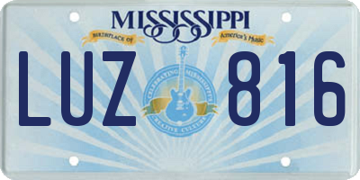 MS license plate LUZ816