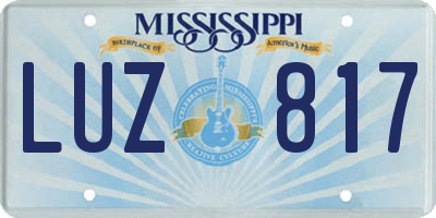 MS license plate LUZ817