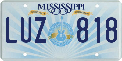 MS license plate LUZ818