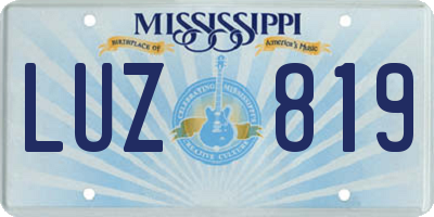 MS license plate LUZ819