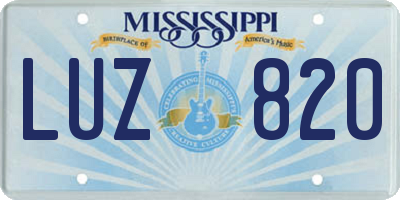 MS license plate LUZ820