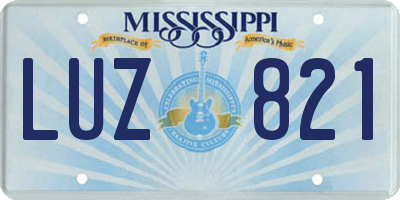 MS license plate LUZ821