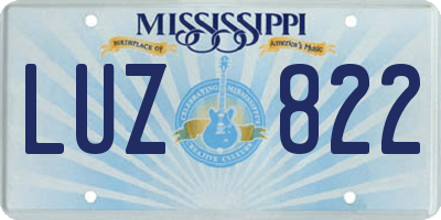 MS license plate LUZ822