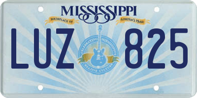MS license plate LUZ825