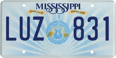 MS license plate LUZ831