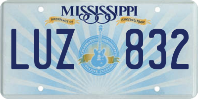 MS license plate LUZ832