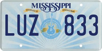MS license plate LUZ833