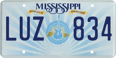 MS license plate LUZ834